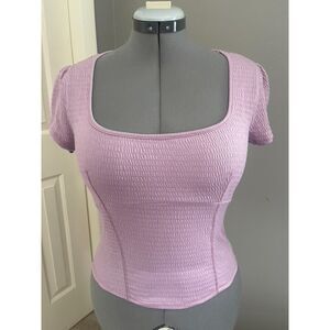 Lush | Textured Smocked Top | Lavender | Women’s L | New with Tags